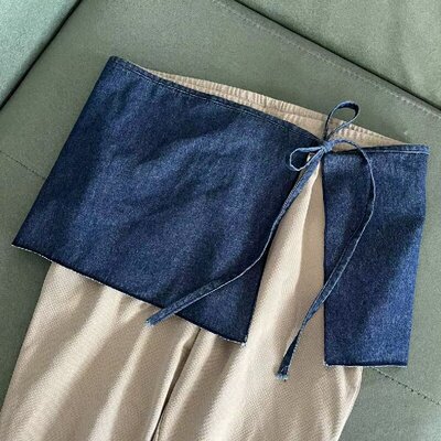 牛仔系带不规则短款半身裙百搭