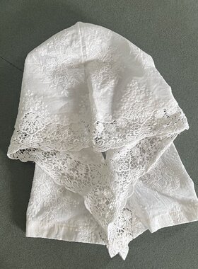2026蕾丝棉麻帽子女防晒面罩口罩护颈一体假领子薄款防晒帽