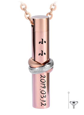 欧美热销圆柱骨灰盒香水瓶吊坠