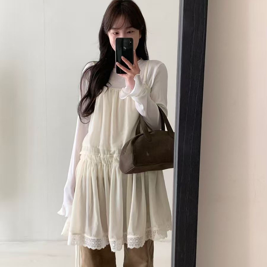 依爱裳-26年早春圆领极简长袖T恤+压褶拼接蕾丝吊带背心套装2797,孕妇装/孕产妇用品/营养,连衣裙,淘宝优惠券,粉丝福利购,淘宝优惠卷
