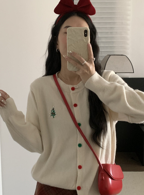 CHERRY樱桃家 STUDIO-重工钉珠圣诞树针织开衫63348