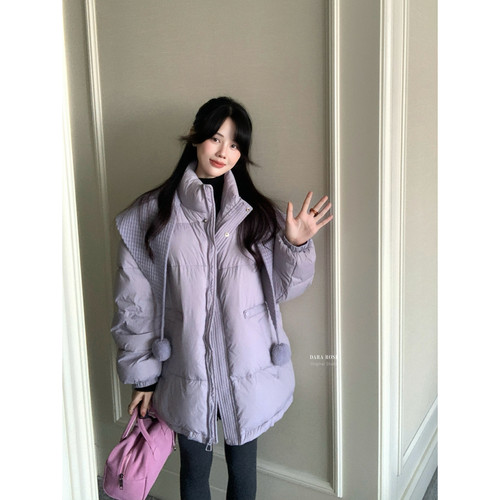 DARA ROSE-加厚蓬松保暖面包服保暖羽绒服外套(配针织披肩)S8174