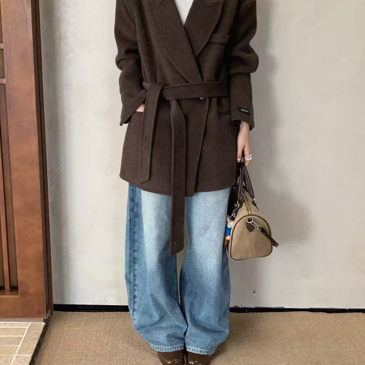 Hand made-勤百搭时尚羊毛外套(配腰带)（含95绵羊毛）大连东越-9