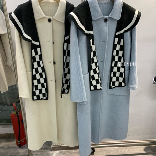 熹悦SEEYUU-尚洋气气质韩系羊毛外套(配披肩)（含70羊毛）HYksm16