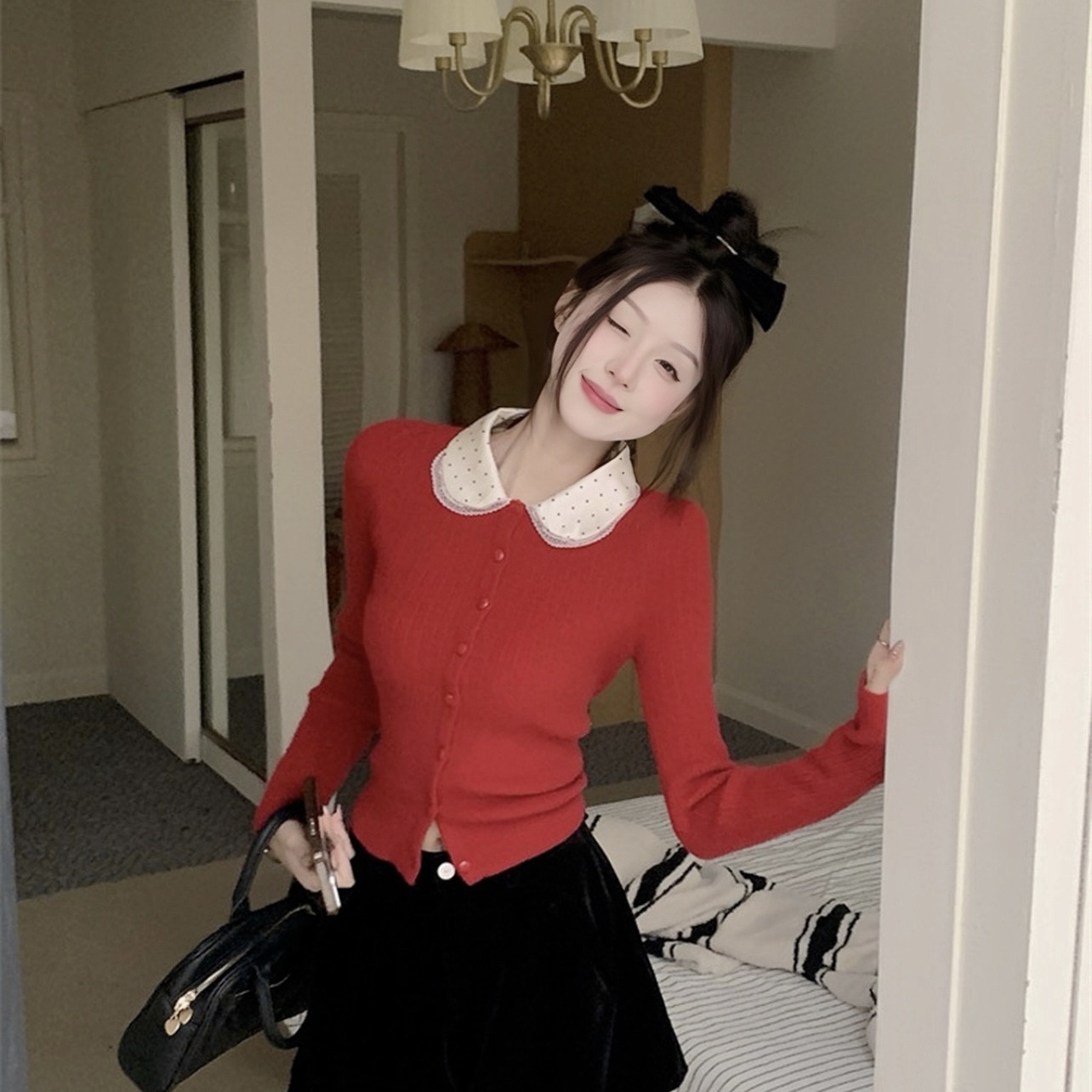 TimelyRain  及时雨-美设计感娃娃领波点宽松显瘦开衫毛衣846-28,孕妇装/孕产妇用品/营养,连衣裙,淘宝优惠券,粉丝福利购,淘宝优惠卷