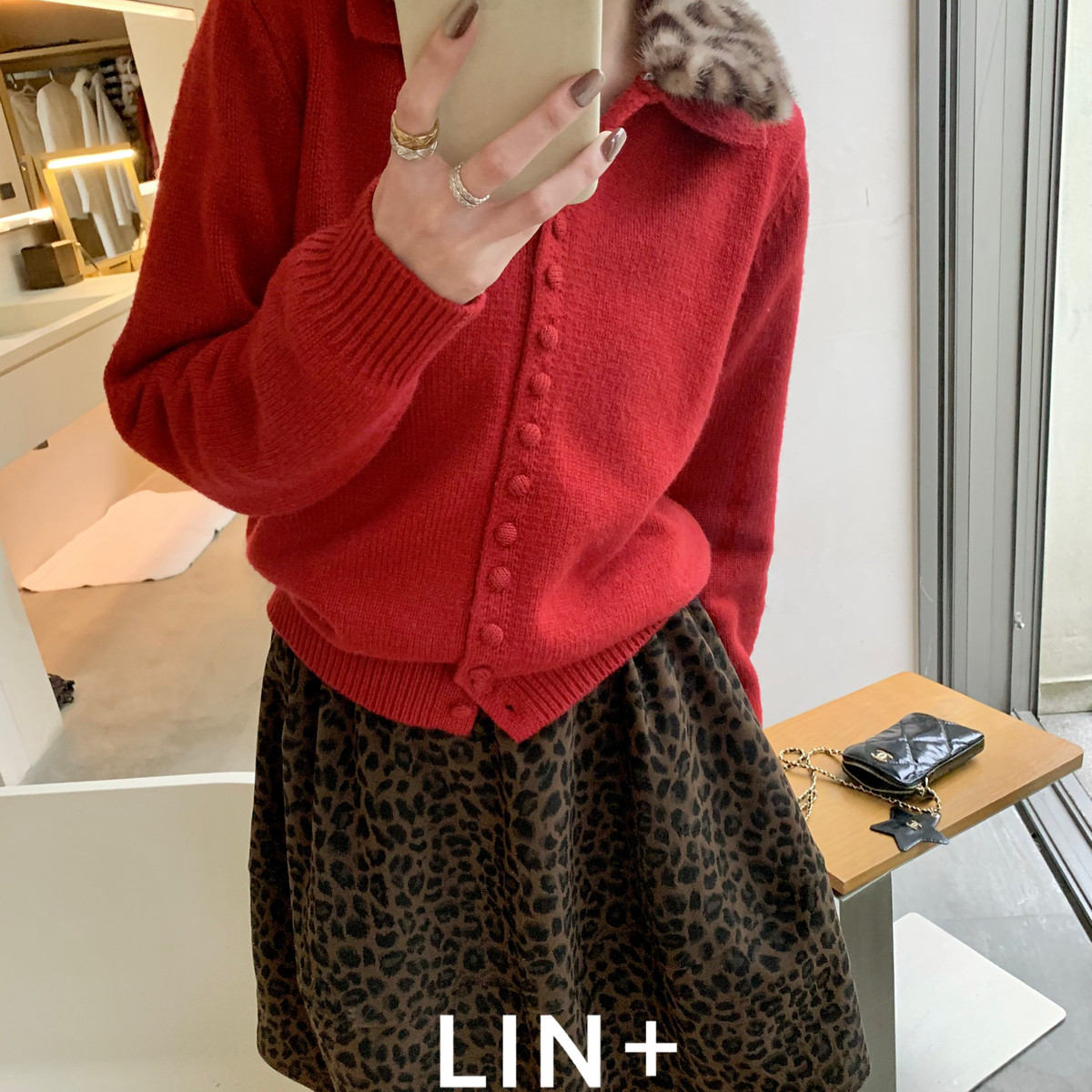 LIN+  -豹纹冬上新～豹纹复古气质花苞显瘦A版氛围感百搭半身裙89