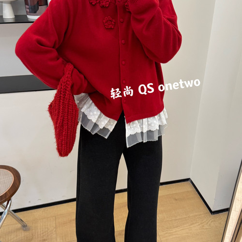 QS ONETWO-诞年会款排扣保暖毛衣（含100羊毛）(尺寸仅供参考)093