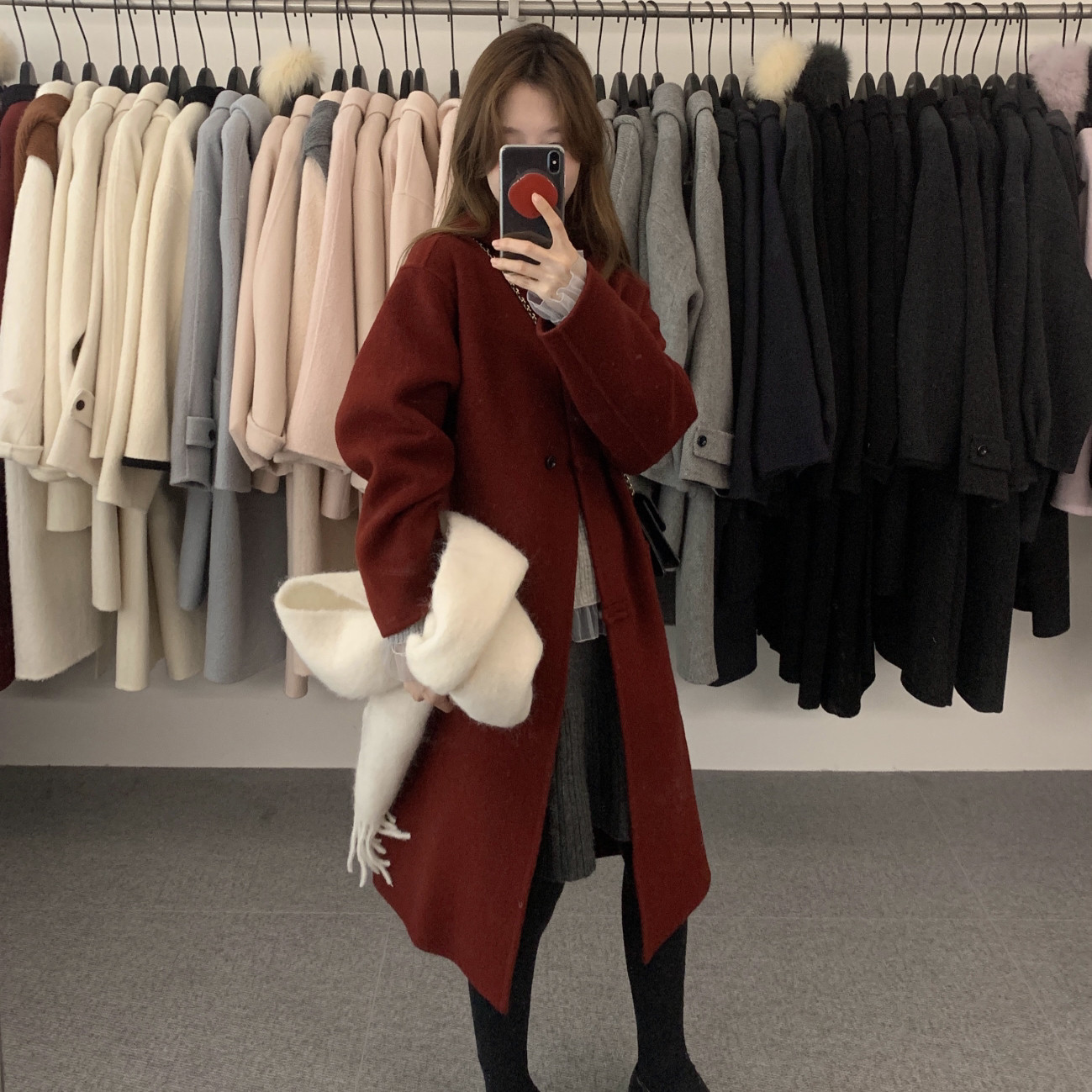 noodle面条家-韩系连帽长款温柔系长款羊毛外套（含90羊毛）N8107