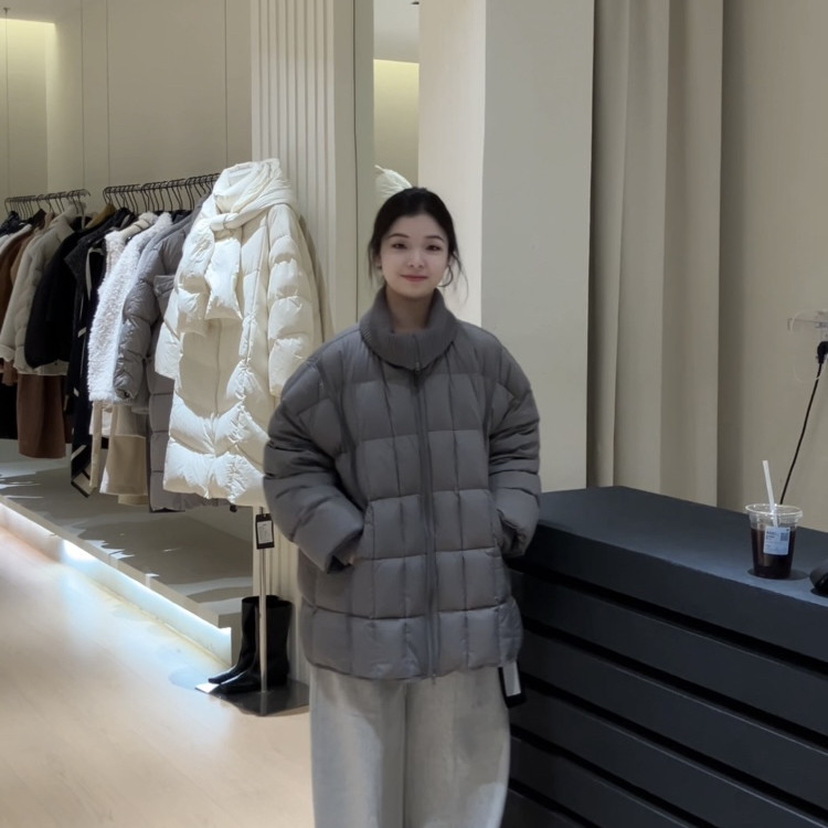 ENJOYABLE-补显瘦爆款豆腐块一手长外套保暖羽绒服外套EY0063001