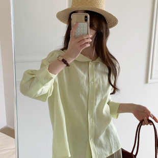 OMELET蛋卷-上新韩系简约百搭天丝亚麻小圆领基础百搭衬衫GC26164