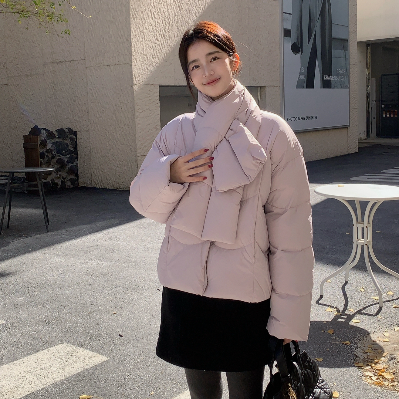 ONION-上新圆领舒适百搭休闲显瘦保暖羽绒服外套(配围巾)Y258060