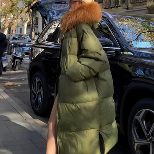 红苹果-尚长款气质小众保暖羽绒服外套(配可拆真貉子毛毛领)78091