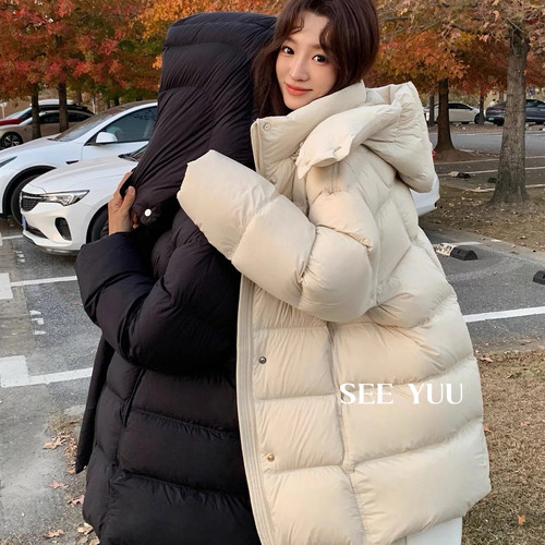 熹悦SEEYUU-长款宽松显瘦保暖羽绒服外套(配可拆卸帽子)HYzh2756