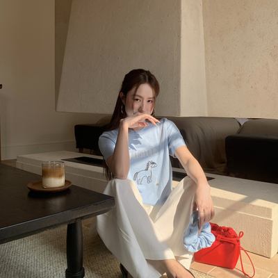 THIRTEEN 拾叁-26年早春刺绣短袖毛织保暖毛衣(配头花)U22