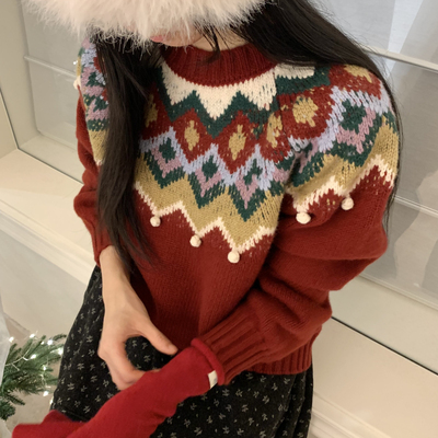 SHEEP.-韩系全毛手工费尔岛保暖毛衣（含100羊毛）4286826