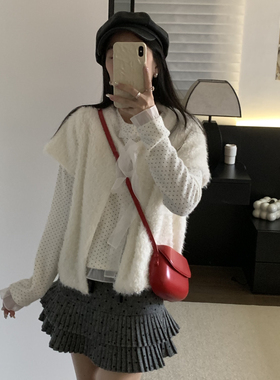 CHERRY樱桃家 STUDIO-甜美系仿羊羔毛丝带蝴蝶结短外套63334