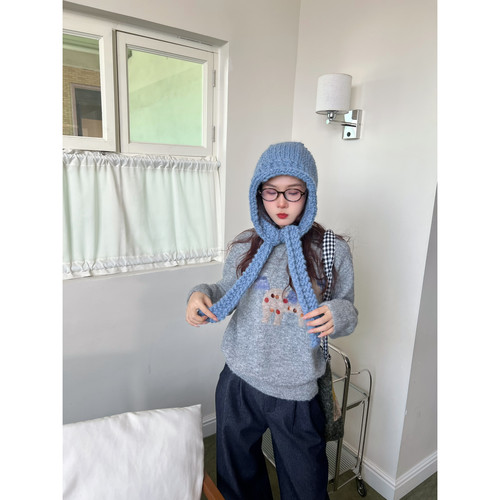 FEIMAO（YIMAO）-韩式可爱风卡通小马圆领针织衫秋冬软糯显瘦1638