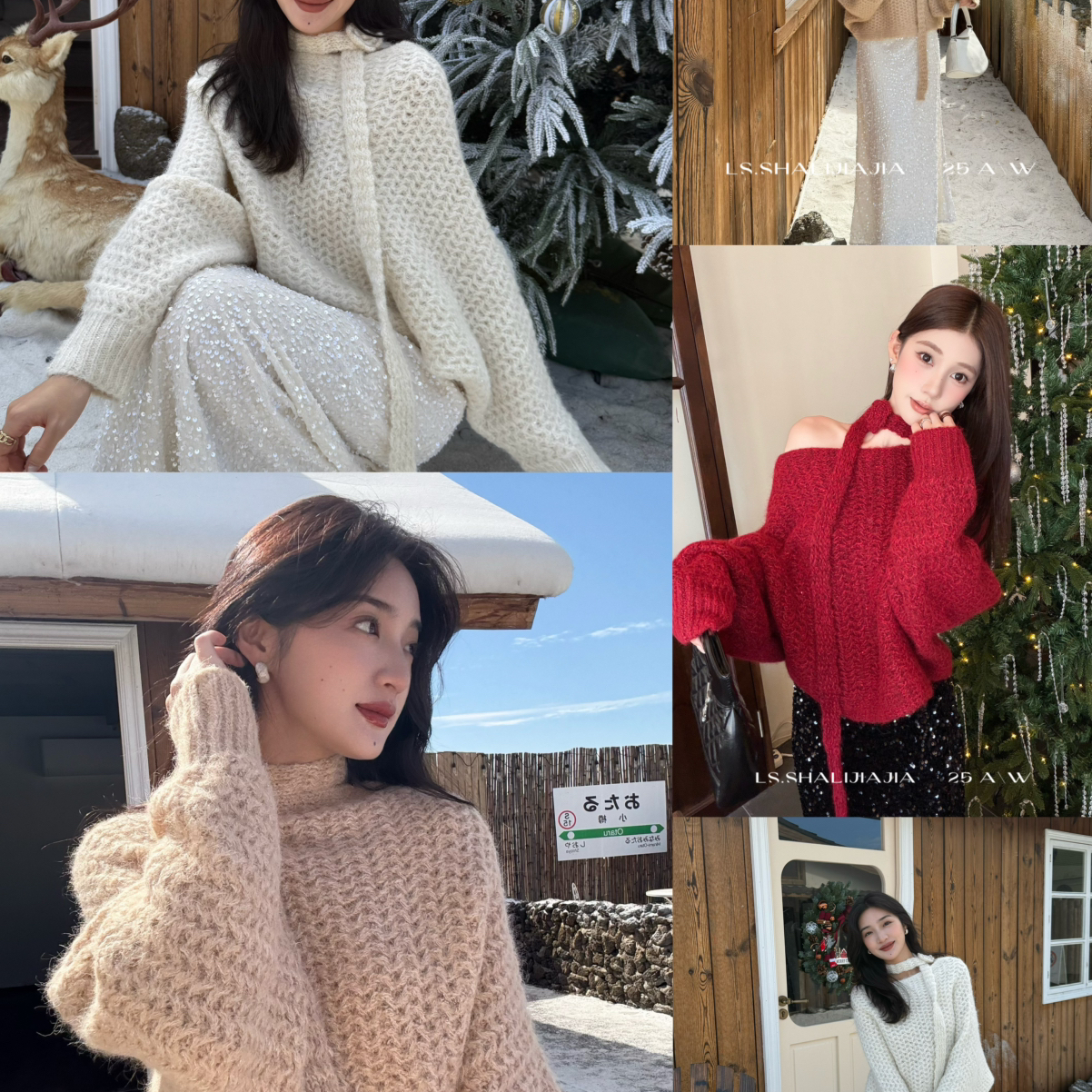 LS-感小众设计慵懒风气质上衣保暖毛衣(配飘带)（含7羊毛）YS1-69