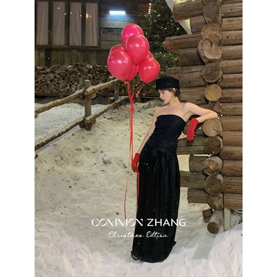 CZ ZHANG-法式气质亮晶晶氛围感抹胸高级感收腰显瘦连衣裙46335