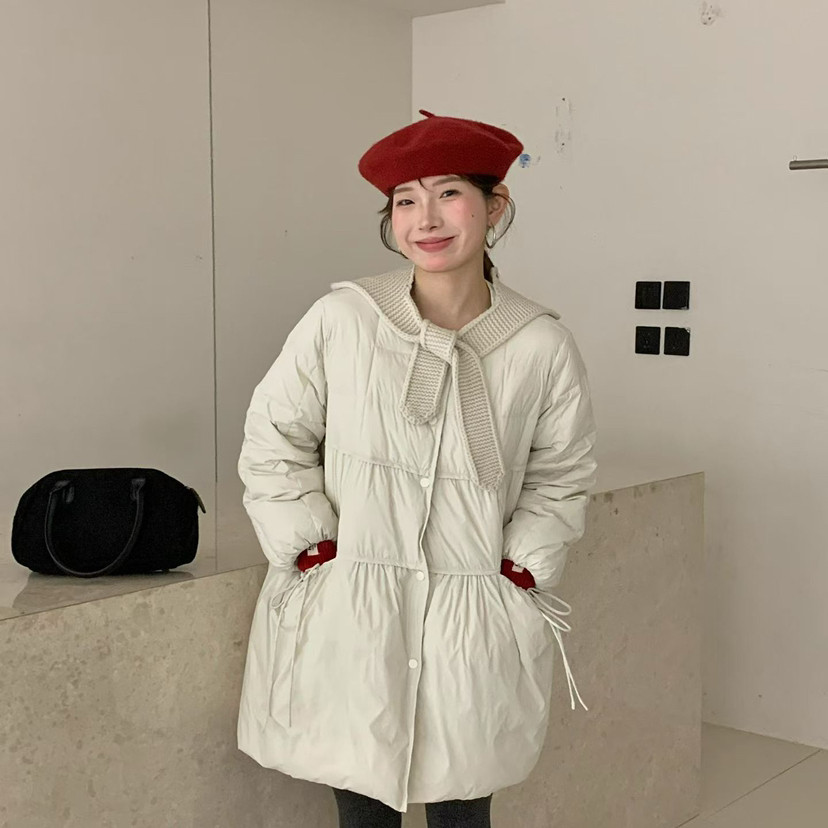 买手严选-泡菜馆-色系蓬松保暖羽绒服外套(配针织猫可拆卸)88021