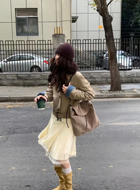 ARAN PLAMM-包hobo头层磨砂牛皮高丝光抽绳单肩斜挎单肩包D-13-84