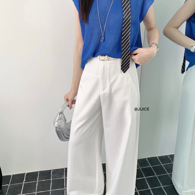 JUICE-简约通勤卷边百搭休闲裤(配腰带)260033