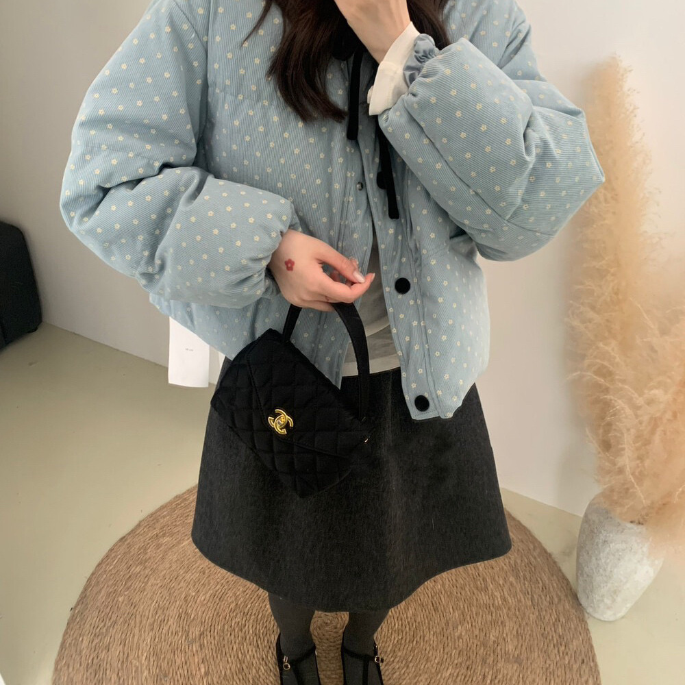 Double romance-版型难以超越韩系波点甜美保暖羽绒服外套251802