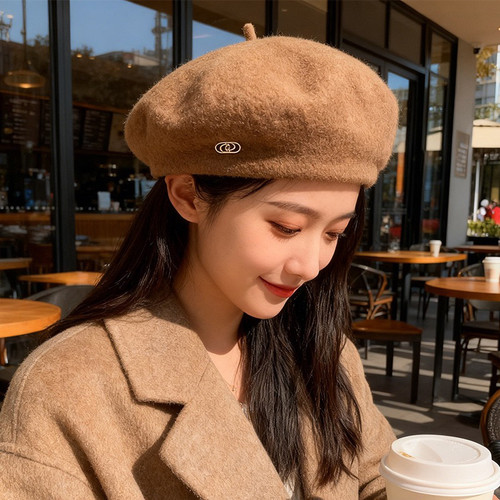Wink薇可-冬大头围显脸小画家帽子女保暖气质贝雷帽帽子PP-C5860