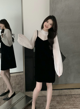 grapestone 葡萄籽-年早春韩系简约丝绒显瘦气质吊带裙连衣裙1650