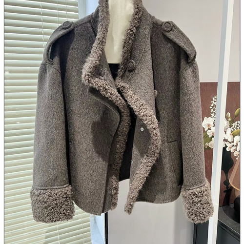 TOO家-领羊毛双面呢短款毛呢外套羊毛外套（含70羊毛）2509197628