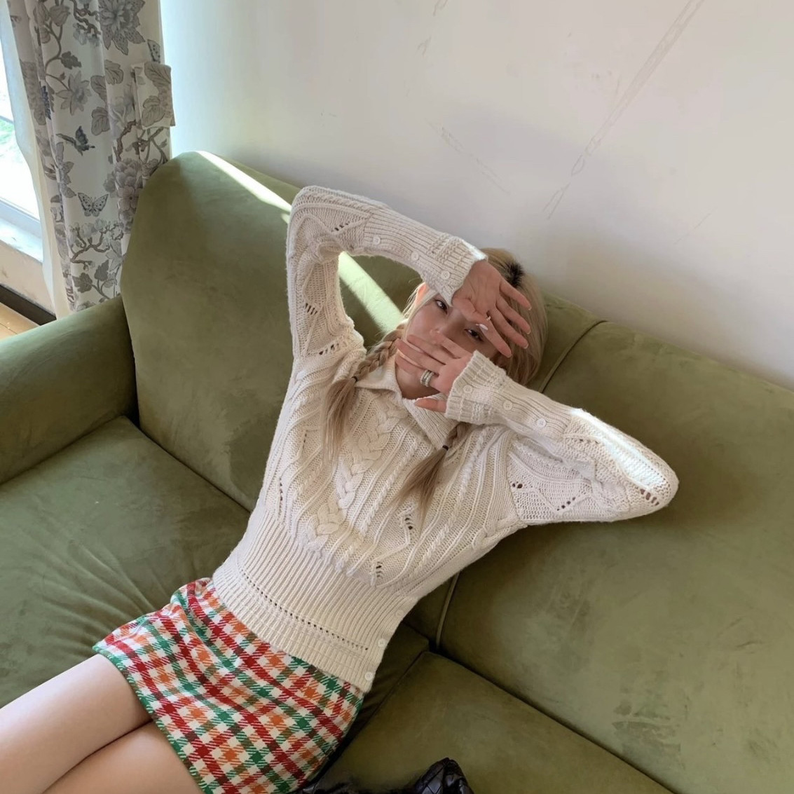 ARE STUDIO-格纹低腰a字显瘦包臀百搭氛围感复古气质半身裙17380