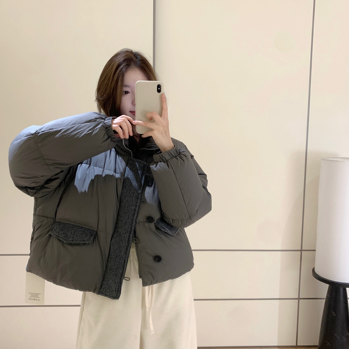 SANTA GROVE-毛针织拼接羽绒服绒子含量90保暖羽绒服外套TS68008