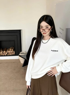 J.2-26年早春美式慵懒风圆领卫衣女新款宽松显瘦上衣卫衣71600