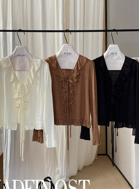 MADEIN OST-26年早春轻复古木耳边绑带上衣小衫57187-1