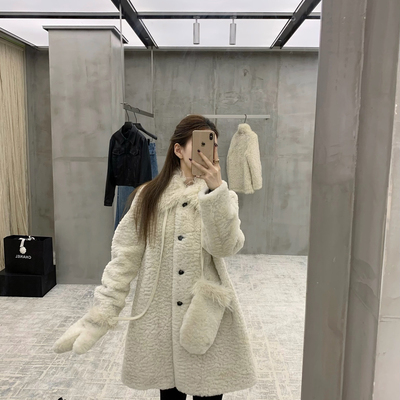 EASE-毛卷卷毛韩系设计毛毛大衣(配手套)(好舒服软软糯糯)E25P033