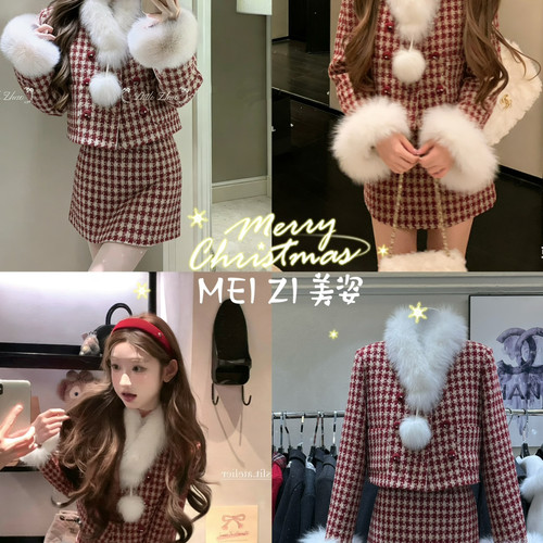 MEI ZI 美姿-套羽绒服+半身裙套装(配可拆卸真狐狸毛袖毛领)13135