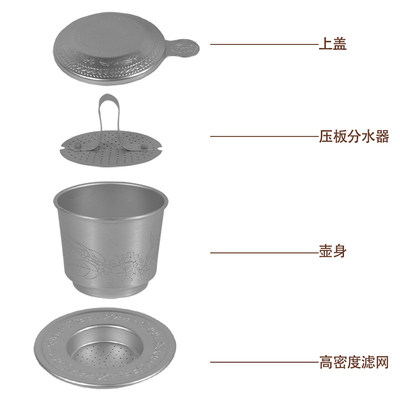 越南中原咖啡滴漏壶铝制