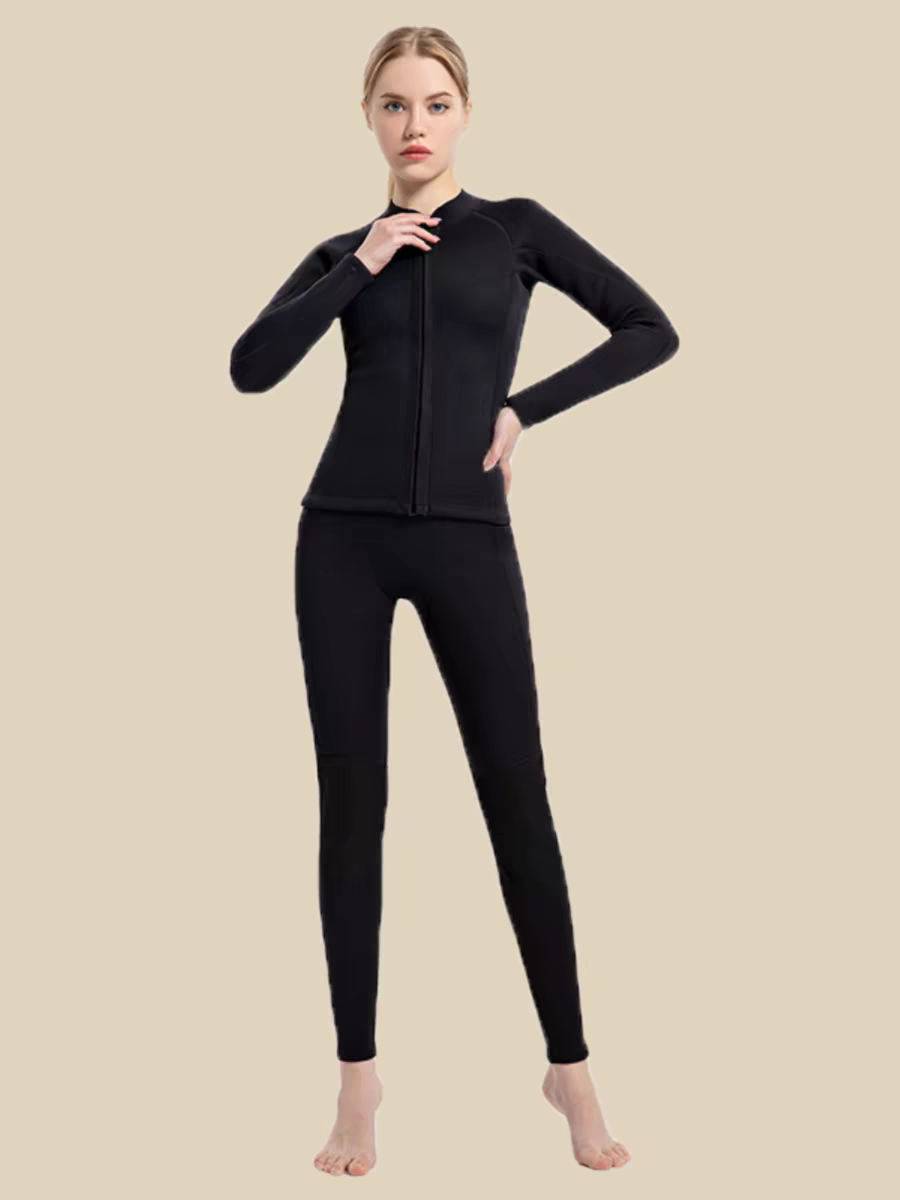 AMLLIVE3MM潜水服女分体长袖水母衣加厚保暖湿衣防晒冲浪服套装