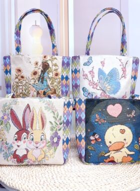 帆布包菱格新升级手提包休闲便当包时尚百搭手拎包日常通勤腋下包