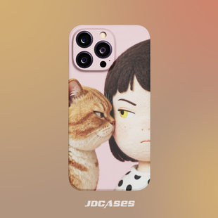 和猫猫对视 iphone17promax手机壳小众菲林壳防摔全包软壳安卓