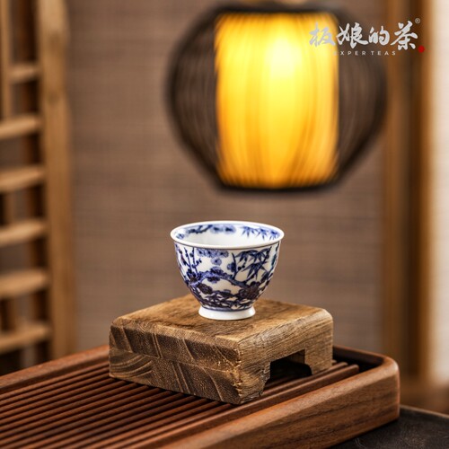 景德镇陶瓷青花小酌斋手绘松竹梅主人杯60ml瓷器茶具茶杯花纹
