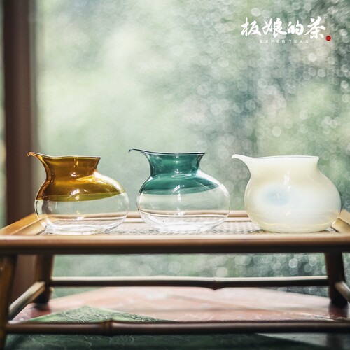 板娘的茶 手工玻璃飞鸟白玉公道杯160ml公杯高硼硅耐热玻璃茶周边