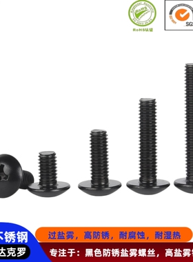 TM5x6→5x25黑色大扁头螺丝304不锈钢户外高盐雾防锈耐腐蚀达克罗