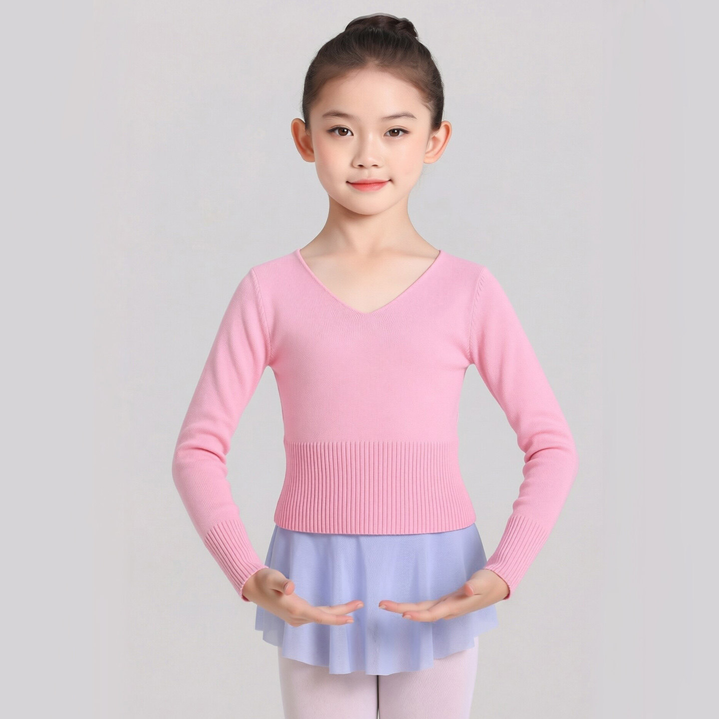 儿童舞蹈毛衣女童套头外套针织衫少儿冬季保暖披肩舞蹈练功服上衣