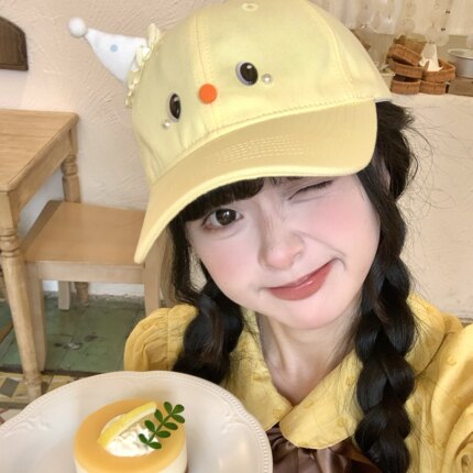 奈里原创   鸭鸭派对  手作立体小蛋糕宽帽檐显脸小大头围棒球帽