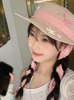 奈里nicein草帽出游可爱甜美