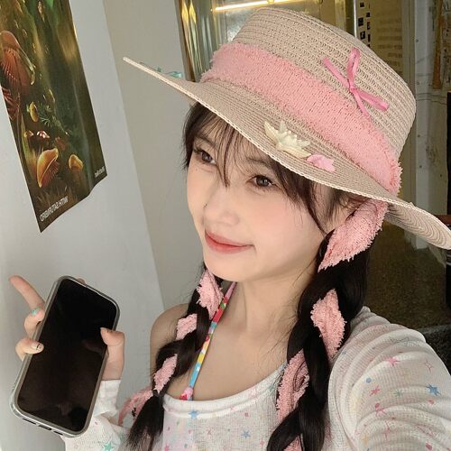 奈里nicein草帽出游可爱甜美