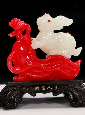 招财玉兔摆件可爱生肖兔子现代简约家居客厅酒柜电视柜装饰工艺品