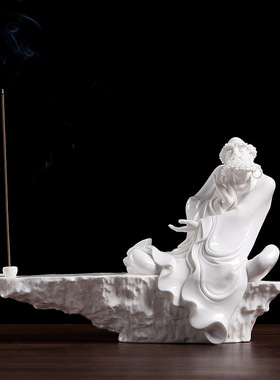 禅意达摩摆件白瓷达摩祖师佛像陶瓷人物雕塑工艺品客厅玄关装饰品