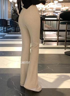 MISS WUZH095Get大长腿~露脐腰部V靴子剪针织休闲裤ze